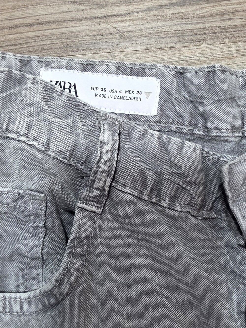 ZARA Lyocell Flowy Wide-Leg DENIM EFECT Lightweight Summer Pants in Light Gray - Picture 8 of 15